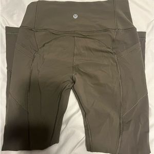 lululemon align leggings, with pockets, color-olive, size 6
